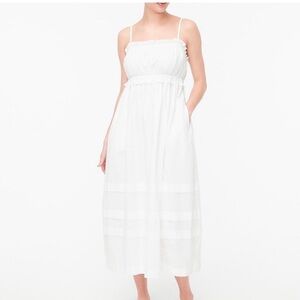 J. Crew White Square-neck Ruffle Maxi Dress NWT Size 16